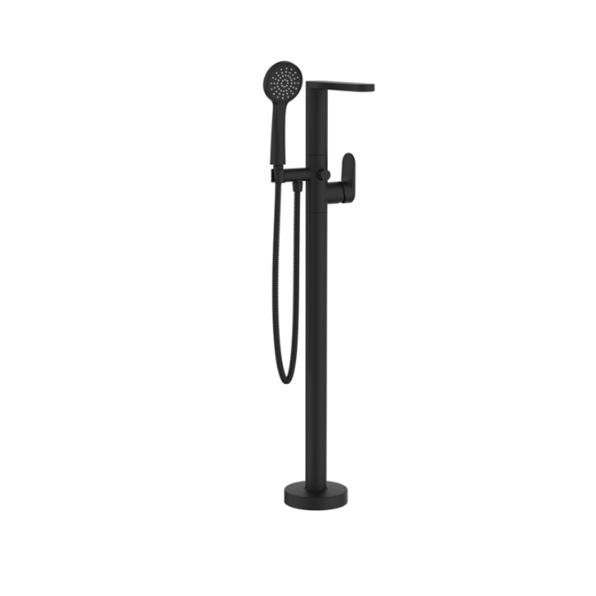 Product Cut out image of the Crosswater Drift Matt Black Freestanding Bath Shower Mixer